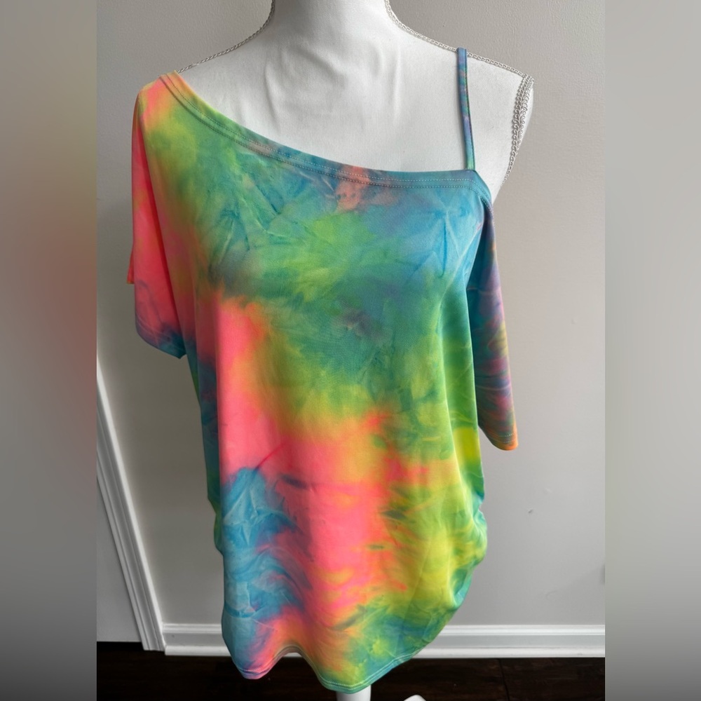 SHEIN Multicolor Tie-Dye Asymmetrical Top